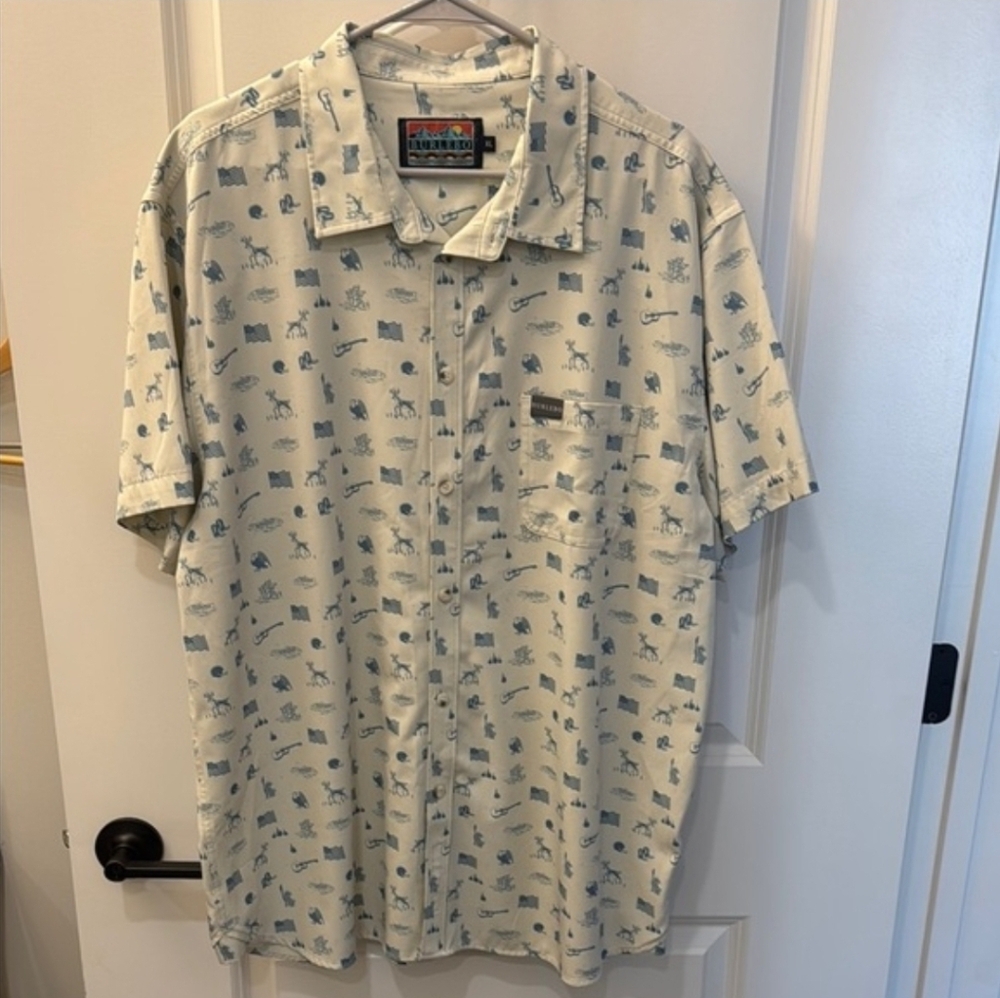 BURLEBO - Cream and Blue Men's Shirt